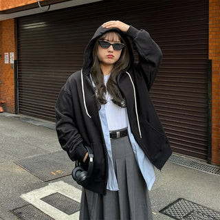 (Unisex) Plain Zip Hoodie