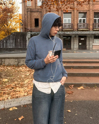 (Unisex) Brushed Fleece Slim Feed Border Hoodie