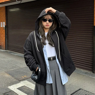 (Unisex) Plain Zip Hoodie