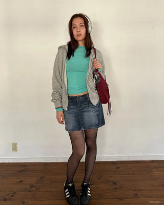 Slashed Neck Slim Long T-Shirt