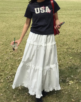 USA Star Patch Crew Neck Slim T-Shirt