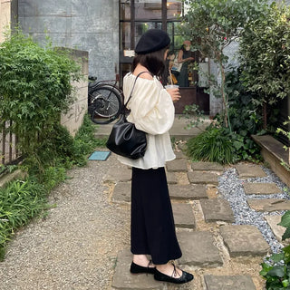 Off-shoulder chiffon blouse dress