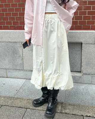 Elastic waist balloon nylon skirt
