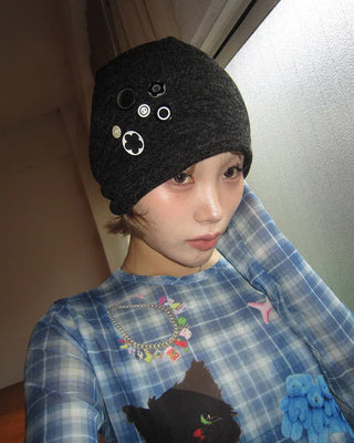 Multi-button slub beanie