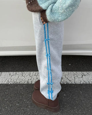 Velvet Ribbon Line Elastic Waist Pants