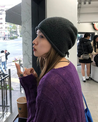 Back drawstring beanie