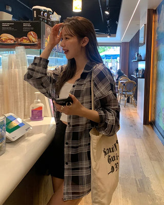 Madras check sheer shirt