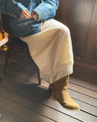 Lace layered long skirt