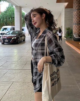 Madras check sheer shirt