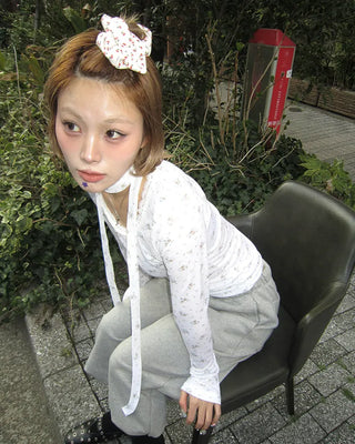 Cherry Pattern Pointelle Chouchou