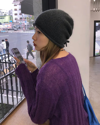 Back drawstring beanie