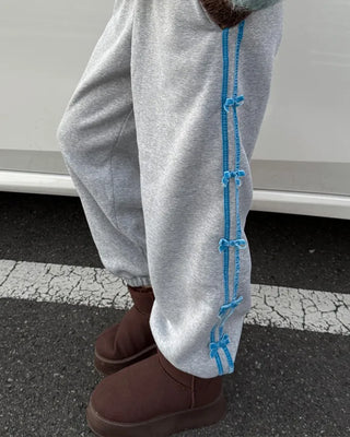 Velvet Ribbon Line Elastic Waist Pants