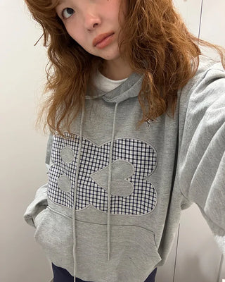 83 Check Lettering Hoodie