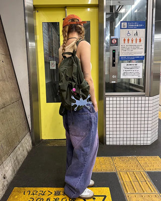 Drawstring Point Multi-Pocket Backpack