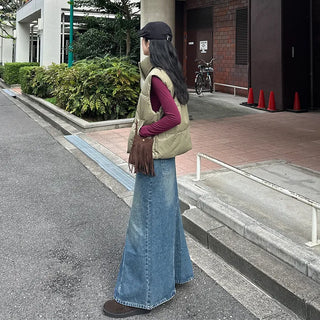 Maxi Slit Denim Long Skirt