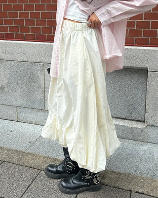 Elastic waist balloon nylon skirt