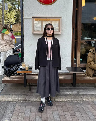 V-neck tie set jacket