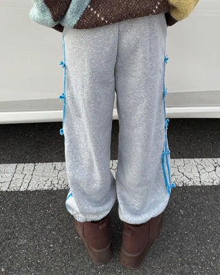 Velvet Ribbon Line Elastic Waist Pants