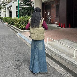 Maxi Slit Denim Long Skirt