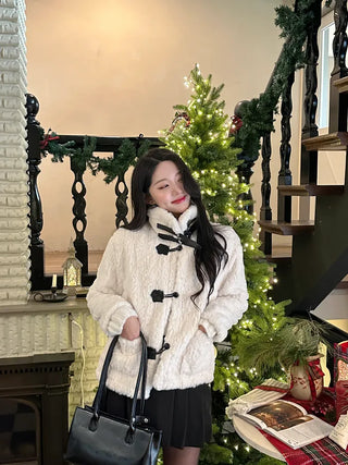 2-Buckle Fur Mouton Coat