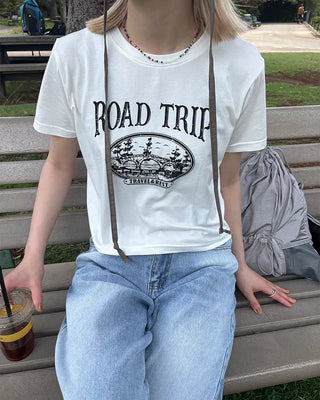 ROAD TRIP Semi-Cropped Half T-Shirt