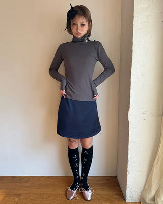 Simple satin trappé mini skirt