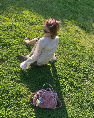 Gradient stripe flared cuff shirt