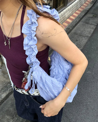 3-way double stripe gathered shoulder bag