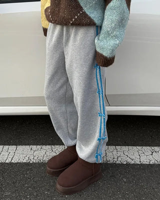 Velvet Ribbon Line Elastic Waist Pants