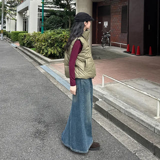 Maxi Slit Denim Long Skirt