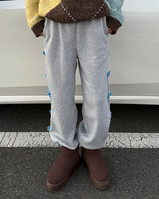 Velvet Ribbon Line Elastic Waist Pants