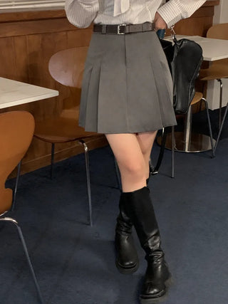 [Belt Set] Basic Pleated Skirt