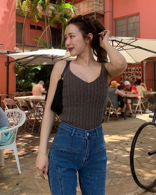 Cable knit bustier