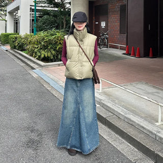 Maxi Slit Denim Long Skirt