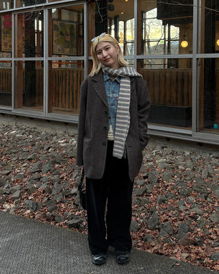 (Unisex) Herringbone Dart Line Single Jacket