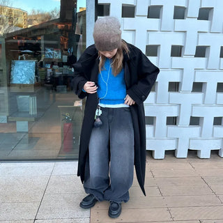 One-tuck wide denim pants