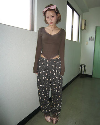 Lace plunging pointed hem slim cut and sew