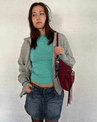 Slashed Neck Slim Long T-Shirt