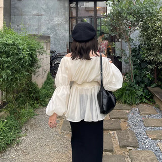 Off-shoulder chiffon blouse dress
