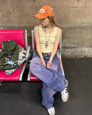 U-neck cropped ribbed tank top