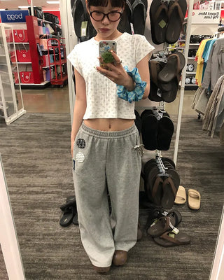 Mini Bear Slim Cropped Perforated T-Shirt
