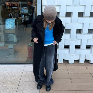 One-tuck wide denim pants