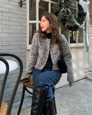 Tweed round jacket