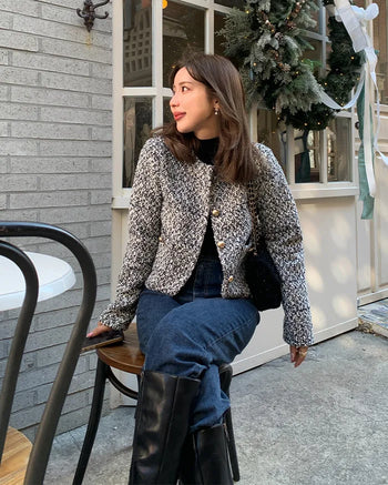 Tweed round jacket