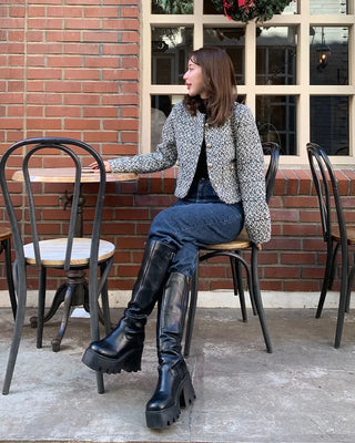 Tweed round jacket