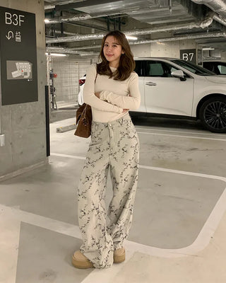 Boat neck simple long-sleeved T-shirt