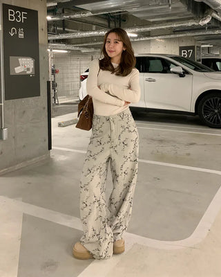 Boat neck simple long-sleeved T-shirt