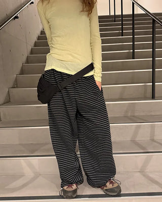 Waist String Border Easy Pants