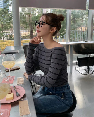 Asymmetrical striped knit