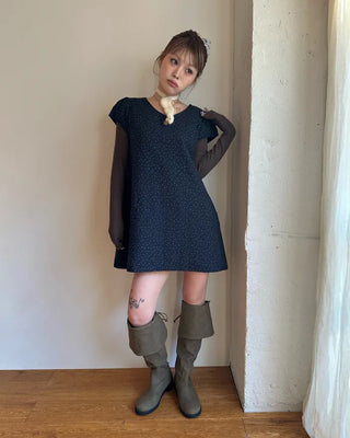 Teardrop neck gauze quilted tunic